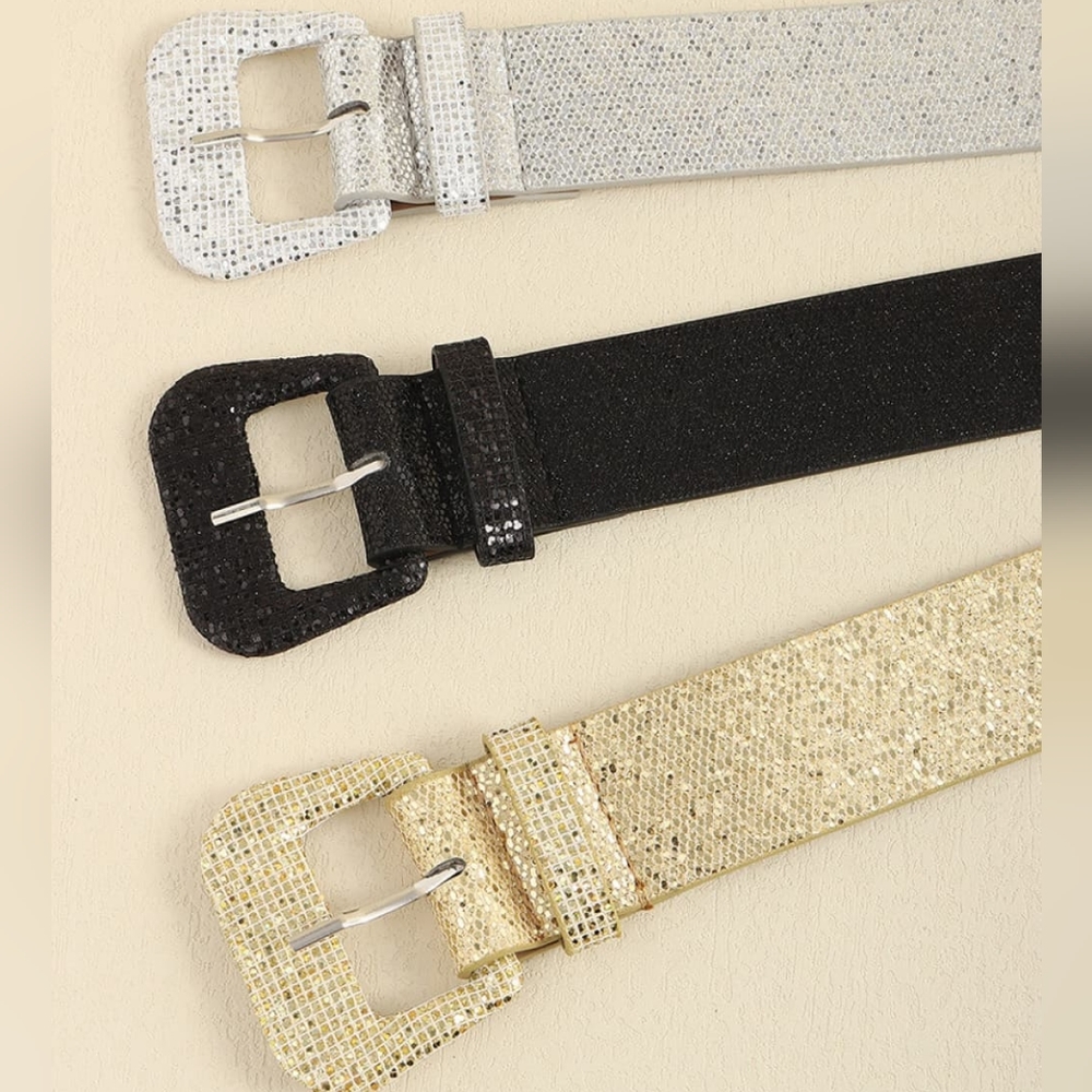 Stylish Glitter Buckle Belt